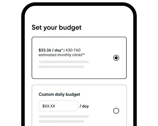 Mobile view of the budget tool.