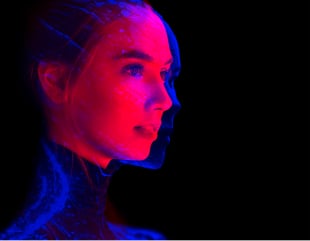 Machine looking woman.