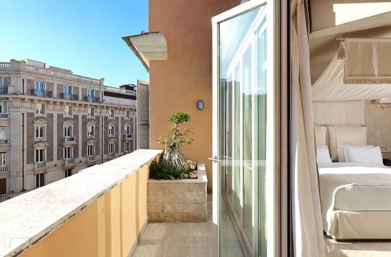 A sunny balcony at Hotel Barocco.